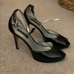Black Nine West pumps, ankle buckle